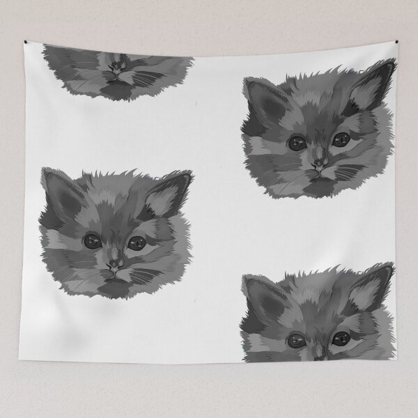 Item preview, Cat head illustration gray scale designed and sold by Radelss.