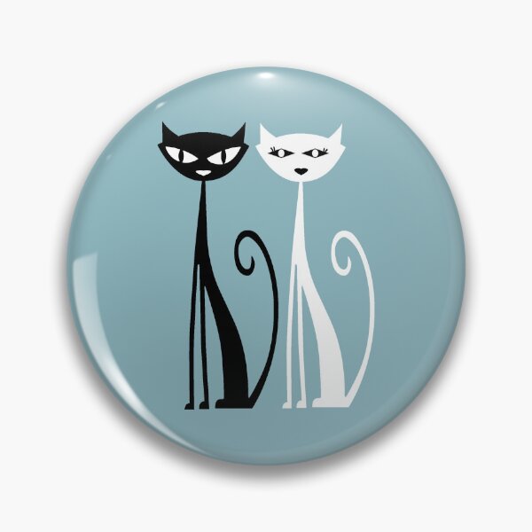 Item preview, Morning Blue Mid Century Modern Black & White  Atomic Cats  designed and sold by Tamas Das.