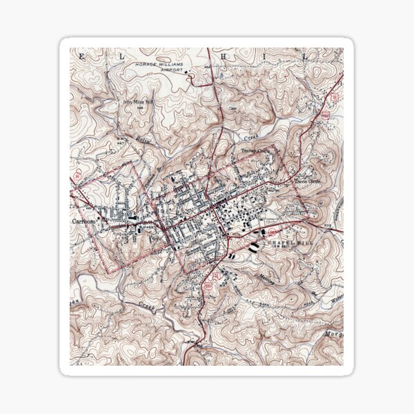 Vista previa del artículo con la obra «Mapa vintage de Chapel Hill Carolina del Norte (1946)», diseñado y vendido por BravuraMedia.