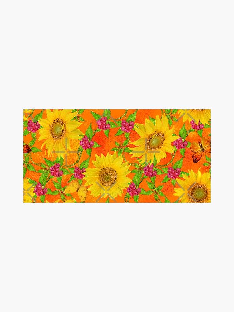 Seamless Floral Design No15 Sunflower And Butterfly Sticker For Sale By Mixediversity 8763