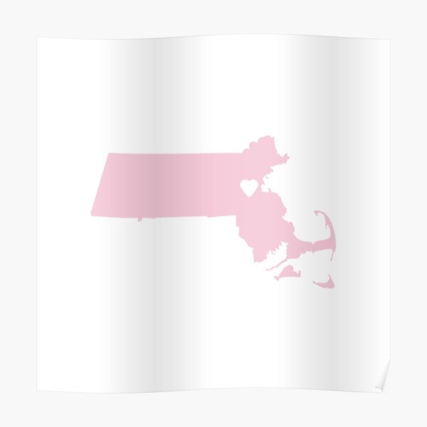 Massachusetts Love in Pink Poster