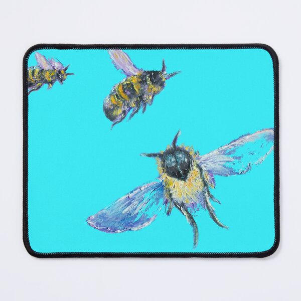 Item preview, Flying Bees painting on blue background designed and sold by MatsonArtDesign.