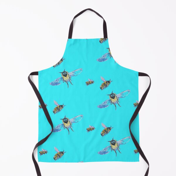 Item preview, Flying Bees painting on blue background designed and sold by MatsonArtDesign.