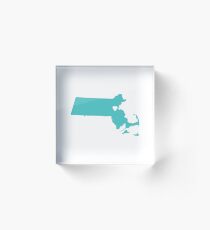 Massachusetts Love in Turquoise Acrylic Block