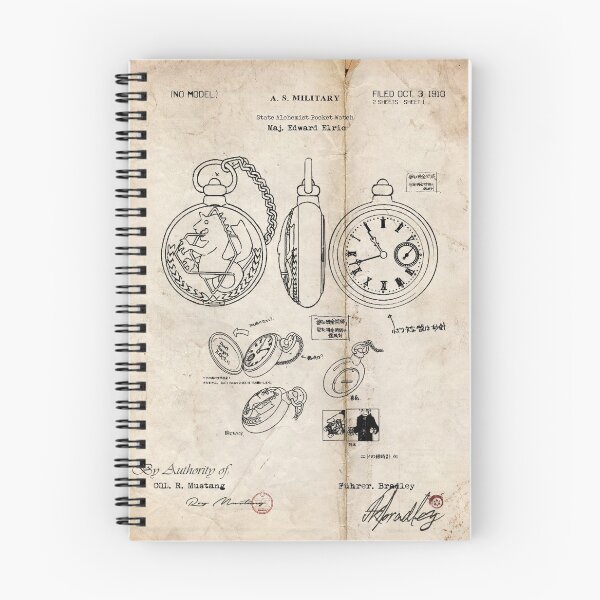 Item preview, Fullmetal Alchemist - State Alchemist Pocket Watch Patent Drawing designed and sold by Rocndomo.
