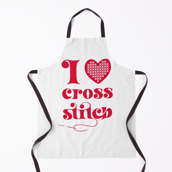 Item preview, I Love Cross Stitch Heart and Needle in Red designed and sold by Good-Find.