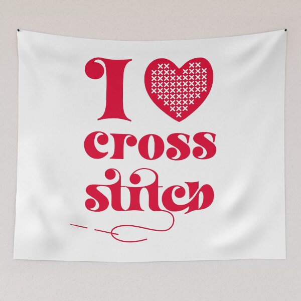 Item preview, I Love Cross Stitch Heart and Needle in Red designed and sold by Good-Find.