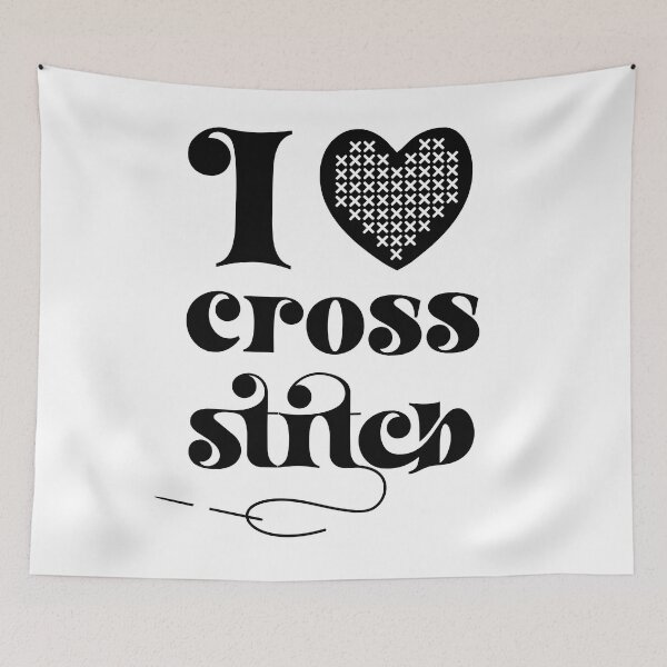 Item preview, I Love Cross Stitch Heart and Needle in Black designed and sold by Good-Find.