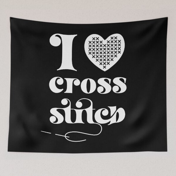 Item preview, I Love Cross Stitch Heart and Needle in White designed and sold by Good-Find.