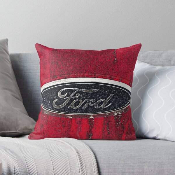 Ford Truck Emblem Dirty Drawing Style Photograph Throw Pillow