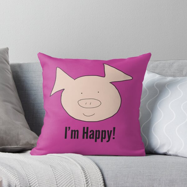 Aperçu de l'œuvre Je suis heureux ! Joli visage de cochon souriant heureux, rose. Content créée et vendue par PiggingJapan.