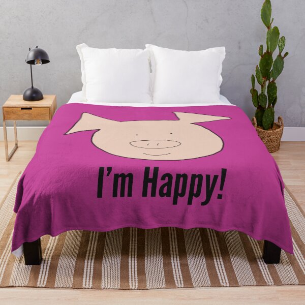 Aperçu de l'œuvre Je suis heureux ! Joli visage de cochon souriant heureux, rose. Content créée et vendue par PiggingJapan.