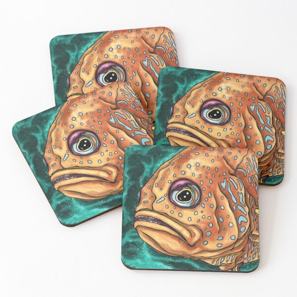 Item preview, Funny grumpy fish painting, pop art fish designed and sold by NadiaChevrel.