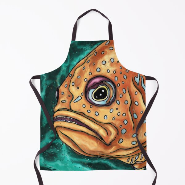 Item preview, Funny grumpy fish painting, pop art fish designed and sold by NadiaChevrel.