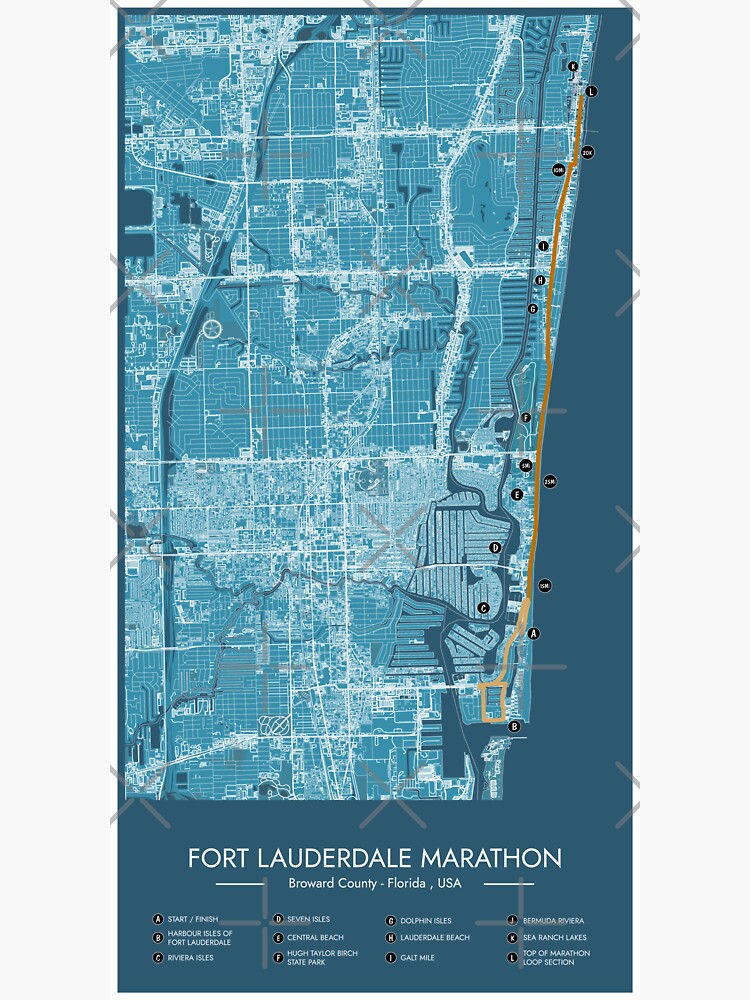 "Fort Lauderdale A1A Marathon (Mile Markers)" Sticker for Sale by