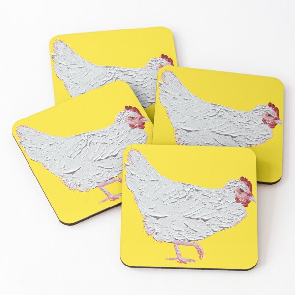 Item preview, White chicken painting  designed and sold by MatsonArtDesign.