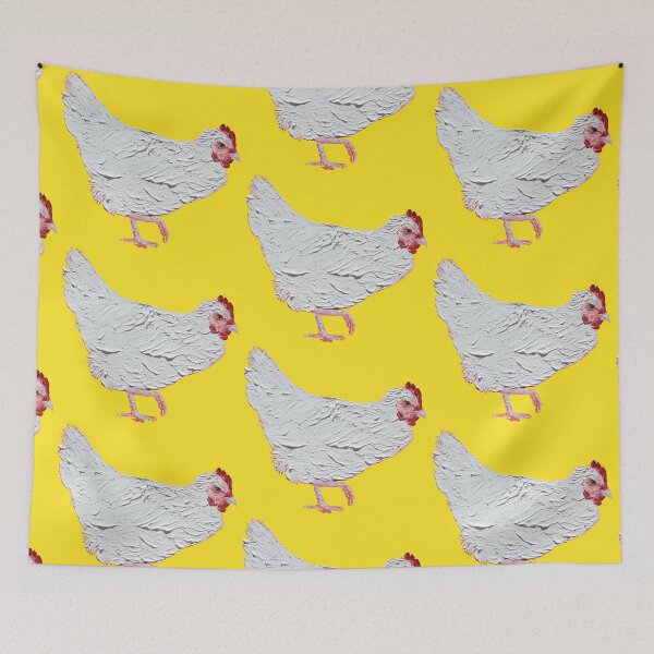 Item preview, White chicken painting  designed and sold by MatsonArtDesign.