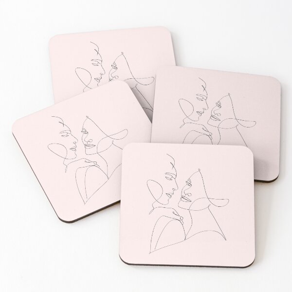 Item preview, Abstract man and woman touch by one line vector drawing. designed and sold by AllaLineArt.