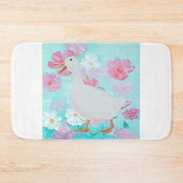 Item preview, White goose on floral background designed and sold by MatsonArtDesign.