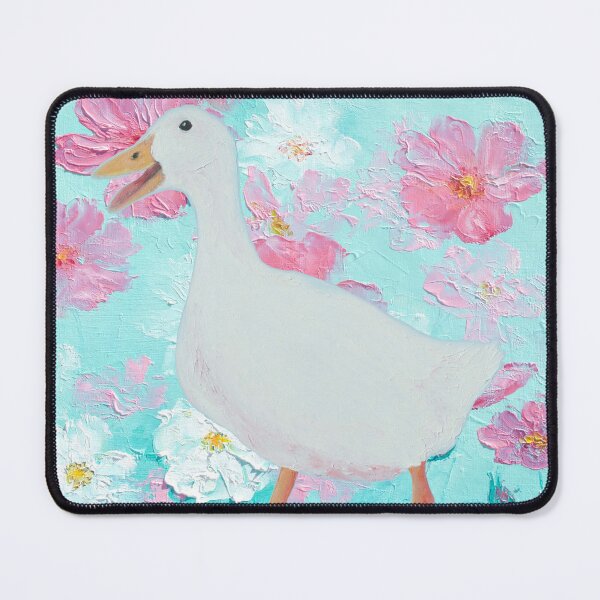 Item preview, White goose on floral background designed and sold by MatsonArtDesign.
