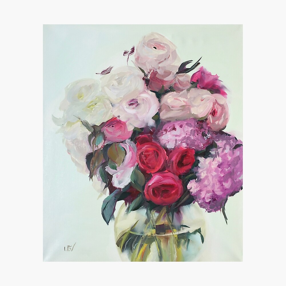 Original Oil Painting Flowers Rose Poster By Ilzedesign Redbubble