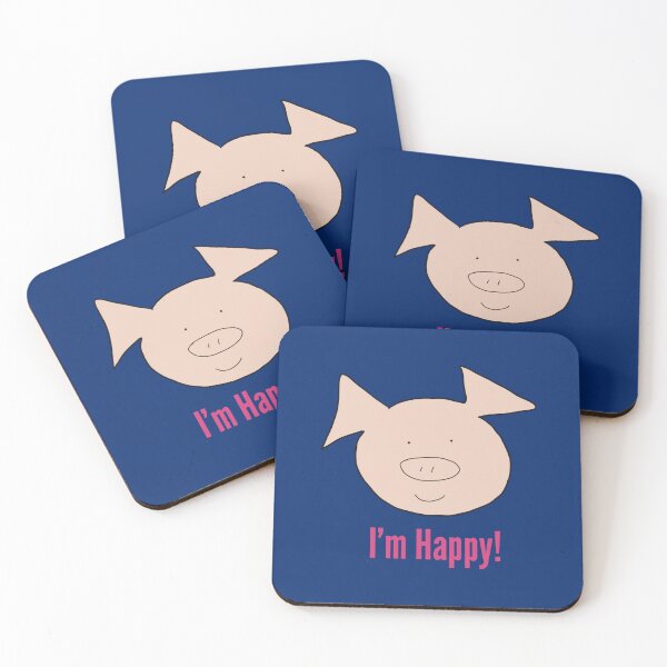 Aperçu de l'œuvre Je suis heureux ! Joli visage de cochon souriant et heureux. Content créée et vendue par PiggingJapan.