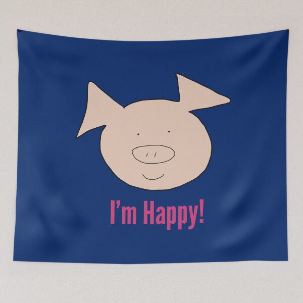 Aperçu de l'œuvre Je suis heureux ! Joli visage de cochon souriant et heureux. Content créée et vendue par PiggingJapan.