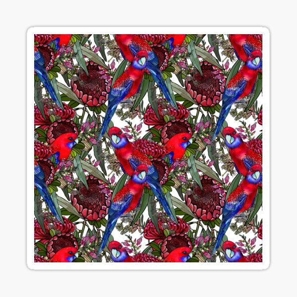Item preview, Crimson Rosella - Australian Bird Pattern designed and sold by Sketchbook Designs.