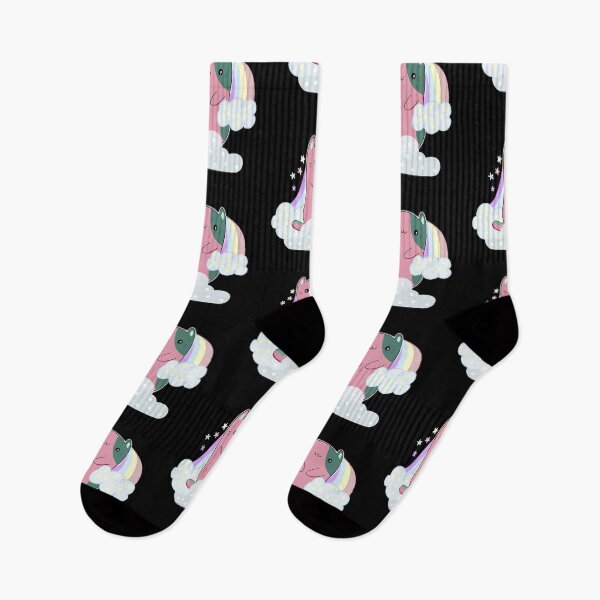 Item preview, Cute Pink and Green Japanese Anime Kawaii Cat on a Colorful Rainbow and Clouds designed and sold by FunnyCatsFam.