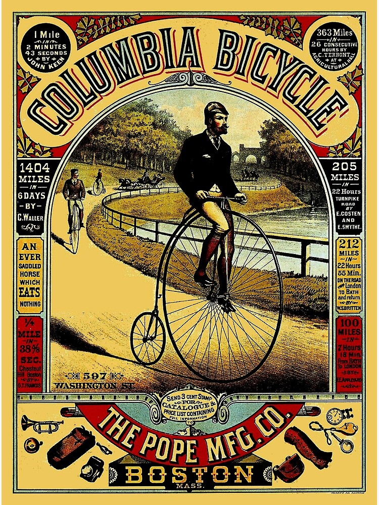 COLUMBIA BICYCLES Vintage Pope Company Advertising Print