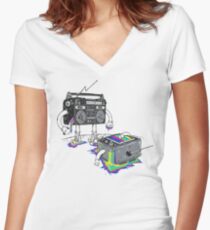 Revenge of the Radio star Women's Fitted V-Neck T-Shirt