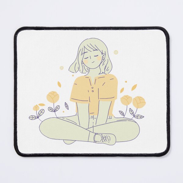 Item preview, Woman sitting in a flower bed with her eyes closed designed and sold by KandMe.