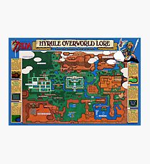 1992 Legenda of Zelda Hyrule Map - Selten, komplett überarbeitet Fotodruck