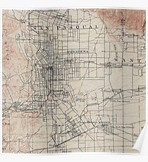 Vintage Map of Pasadena California (1894) Poster