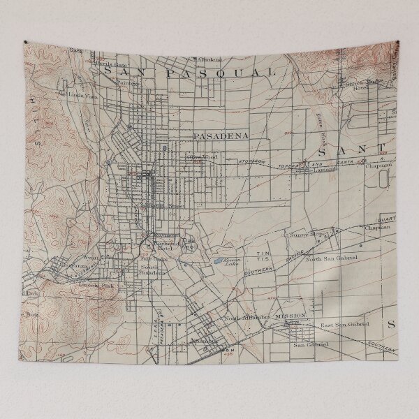 Item preview, Vintage Map of Pasadena California (1894) designed and sold by BravuraMedia.