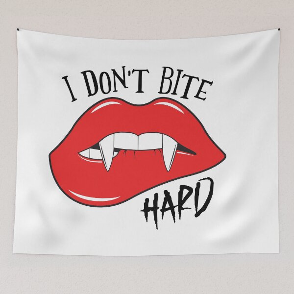 Item preview, I Don't Bite Hard! Vampire Halloween Lip Biting designed and sold by MarkFiveDesign.