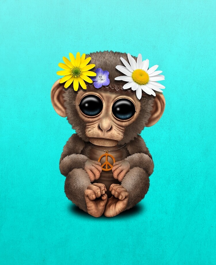 Coque Et Skin Adhesive Ipad Hippie Mignon Bebe Singe Par Jeffbartels Redbubble