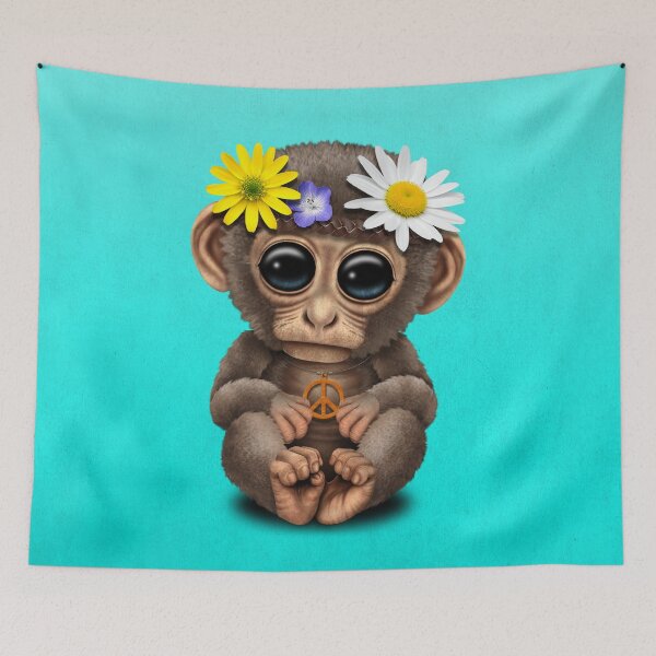 Item preview, Cute Baby Monkey Hippie designed and sold by JeffBartels.