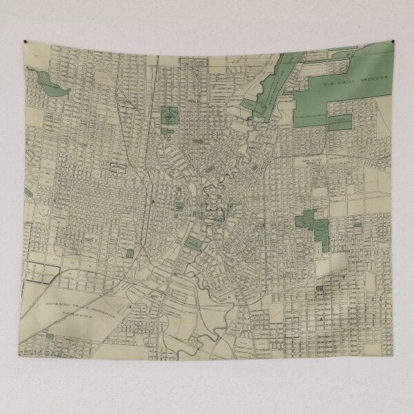 Item preview, Vintage Map of San Antonio Texas (1909) designed and sold by BravuraMedia.