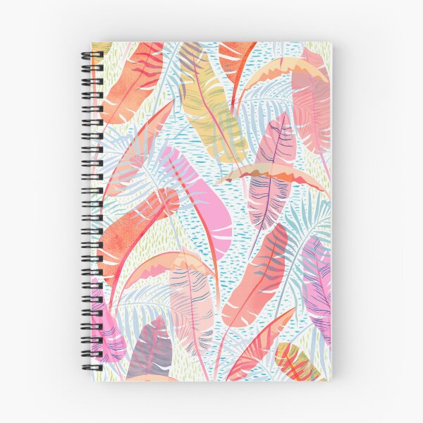 Item preview, Cheerful pink tropical banana and palm leaves designed and sold by illaberekdesign.