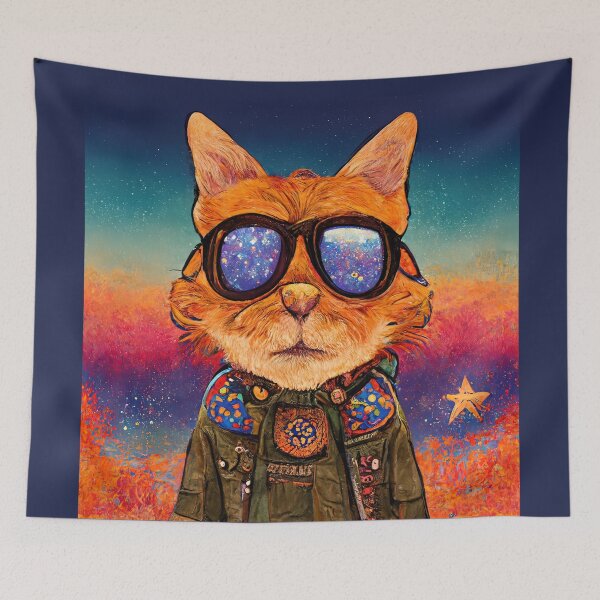 Item preview, Aviator Cat Funny Feline Wearing Sunglasses Flying Suit designed and sold by LarkDesigns.