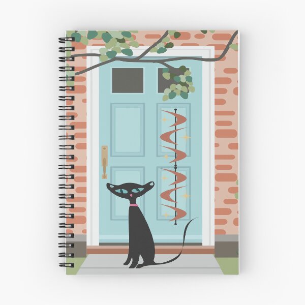 Item preview, Fifties Retro Black Cat outside a Mid Century Home designed and sold by LisWilliams.