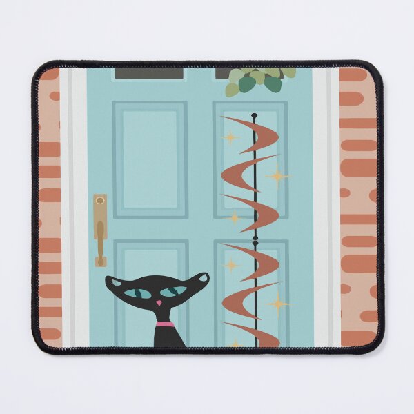 Item preview, Fifties Retro Black Cat outside a Mid Century Home designed and sold by LisWilliams.