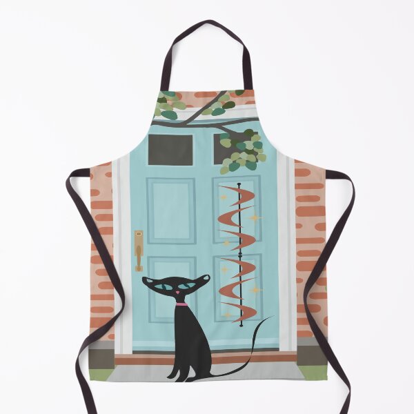 Item preview, Fifties Retro Black Cat outside a Mid Century Home designed and sold by LisWilliams.