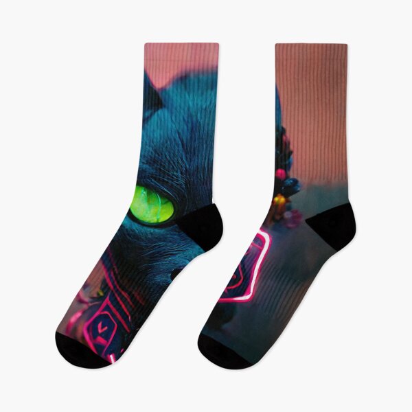 Item preview, Cyberpunk Neon Cat designed and sold by CyberStreetArt.