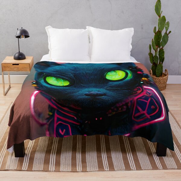 Item preview, Cyberpunk Neon Cat designed and sold by CyberStreetArt.