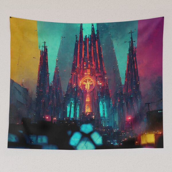Item preview, Neon Cyberpunk Cathedral designed and sold by CyberStreetArt.