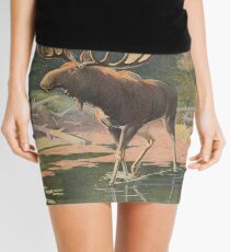 Vintage Moose Illustration (1902) Mini Skirt
