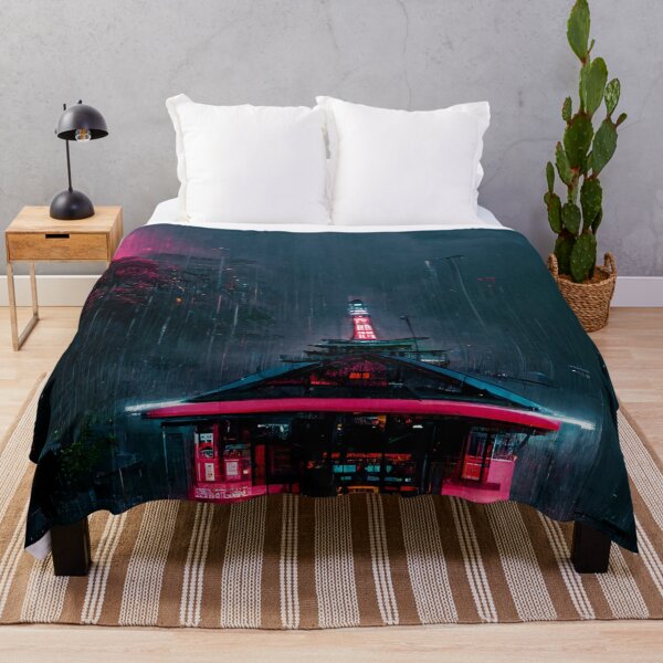 Item preview, Japanese Cyberpunk Pagoda At Night designed and sold by CyberStreetArt.