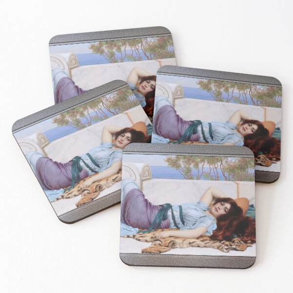 Item preview, Mischief and Repose by John William Godward Remastered Xzendor7 Classical Art Old Masters Reproductions designed and sold by Xzendor7 Digital Art Creations.